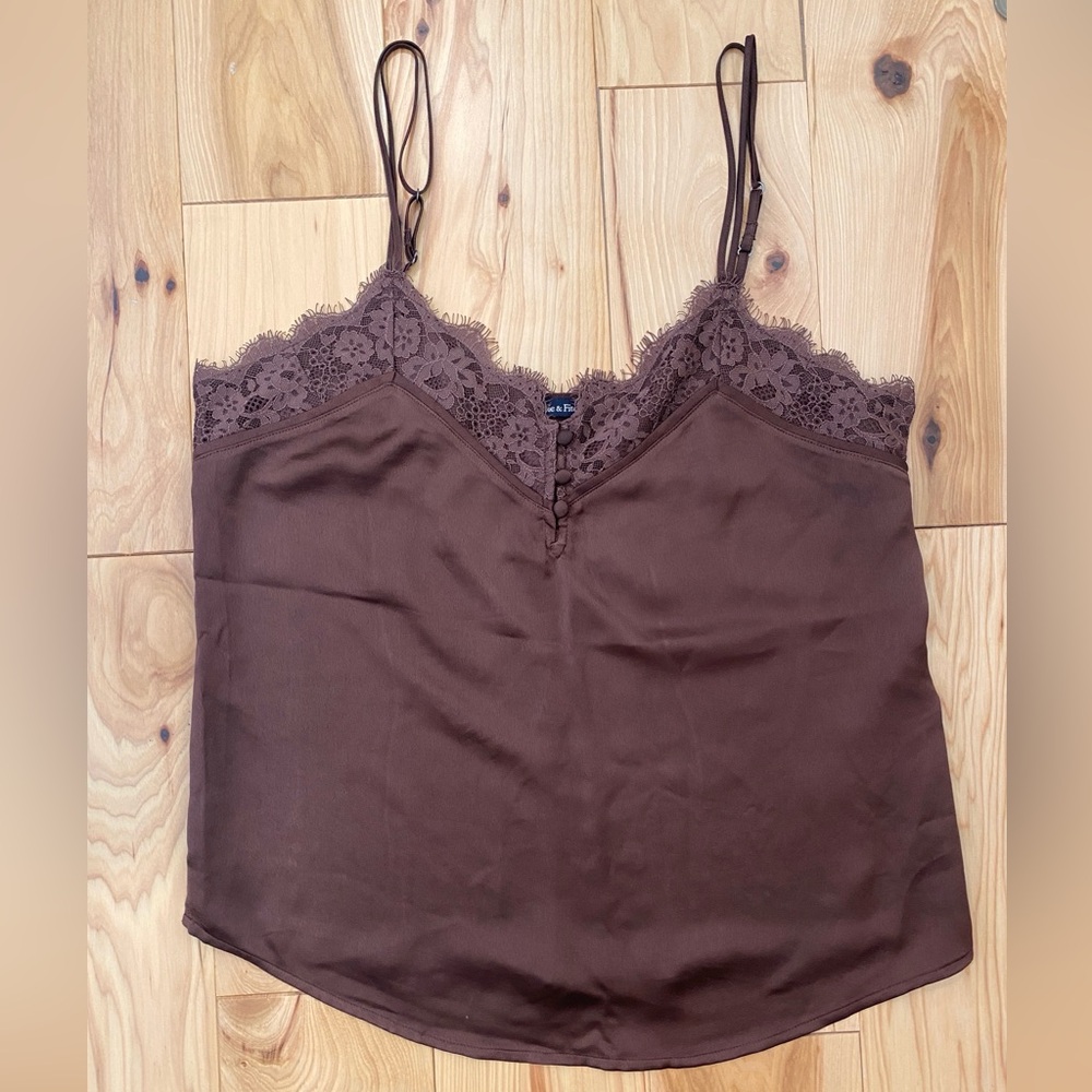 Silky Brown Lace Slip Cami
